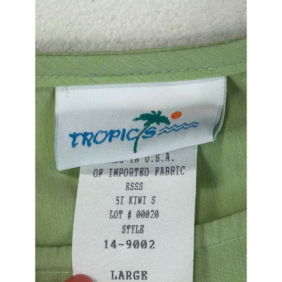 Tropics Kiwi Green Skirt Set Tank Top and Button Front Shirt Dress Large - Picture 13 of 16
